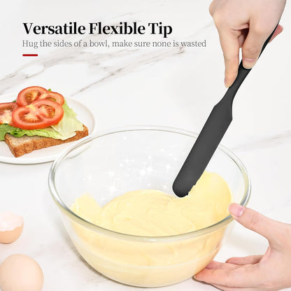 600ºF Heat Resistant Spatulas, High Heat Food Safe Semless Kitchen Silicone Scraper Set for Cooking Baking Mixing Scraping Stirring Nonstick Cookware Pan Bowl (4Pcs,Aqua Sky)