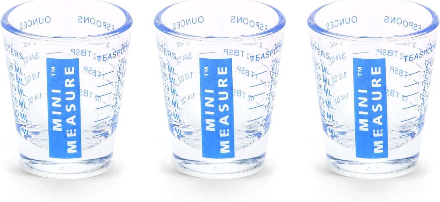Kolder Mini Measure Heavy Glass, 20-Incremental Measurements Multi-Purpose Liquid and Dry Measuring Shot Glass, White