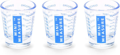 Kolder Mini Measure Heavy Glass, 20-Incremental Measurements Multi-Purpose Liquid and Dry Measuring Shot Glass, White