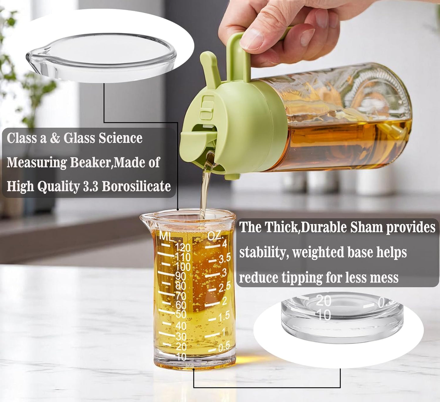 Ackers 4 Oz Glass Measuring Cup,Borosilicate Shot Glass with V-Shaped Spout-Black Line