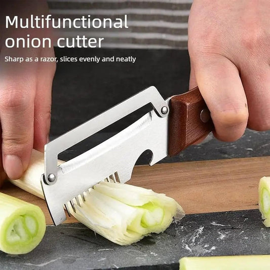 Roselli Wooden-Handled Stainless Steel Shredder and Peeler, Multifunctional Vegetable Peelers for Kitchen, Stainless Steel Peeler Knife with Wooden Handle & Bottle Opener (Shredder/Paring knife)