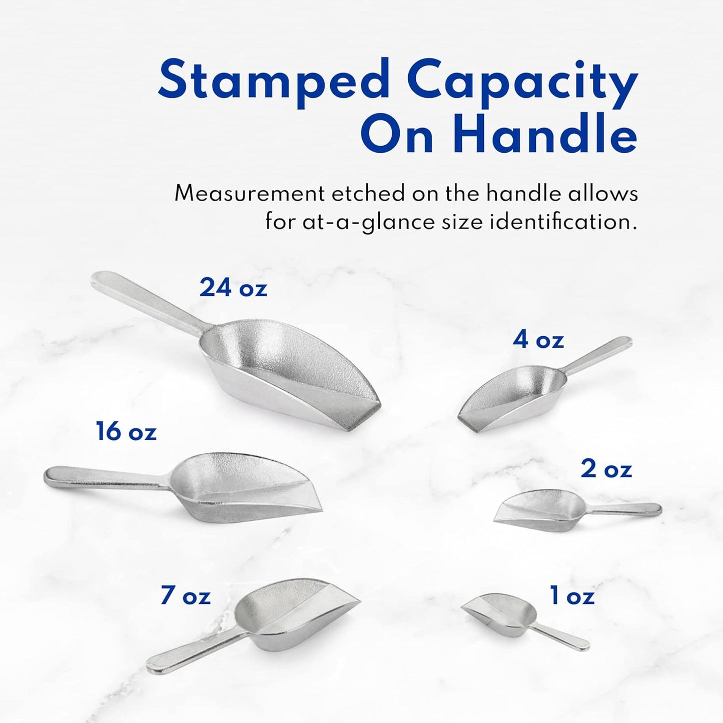 New Star Foodservice One-Piece Cast Aluminum Flat Bottom Bar Ice Flour Utility Scoop, 4-Ounce, Silver
