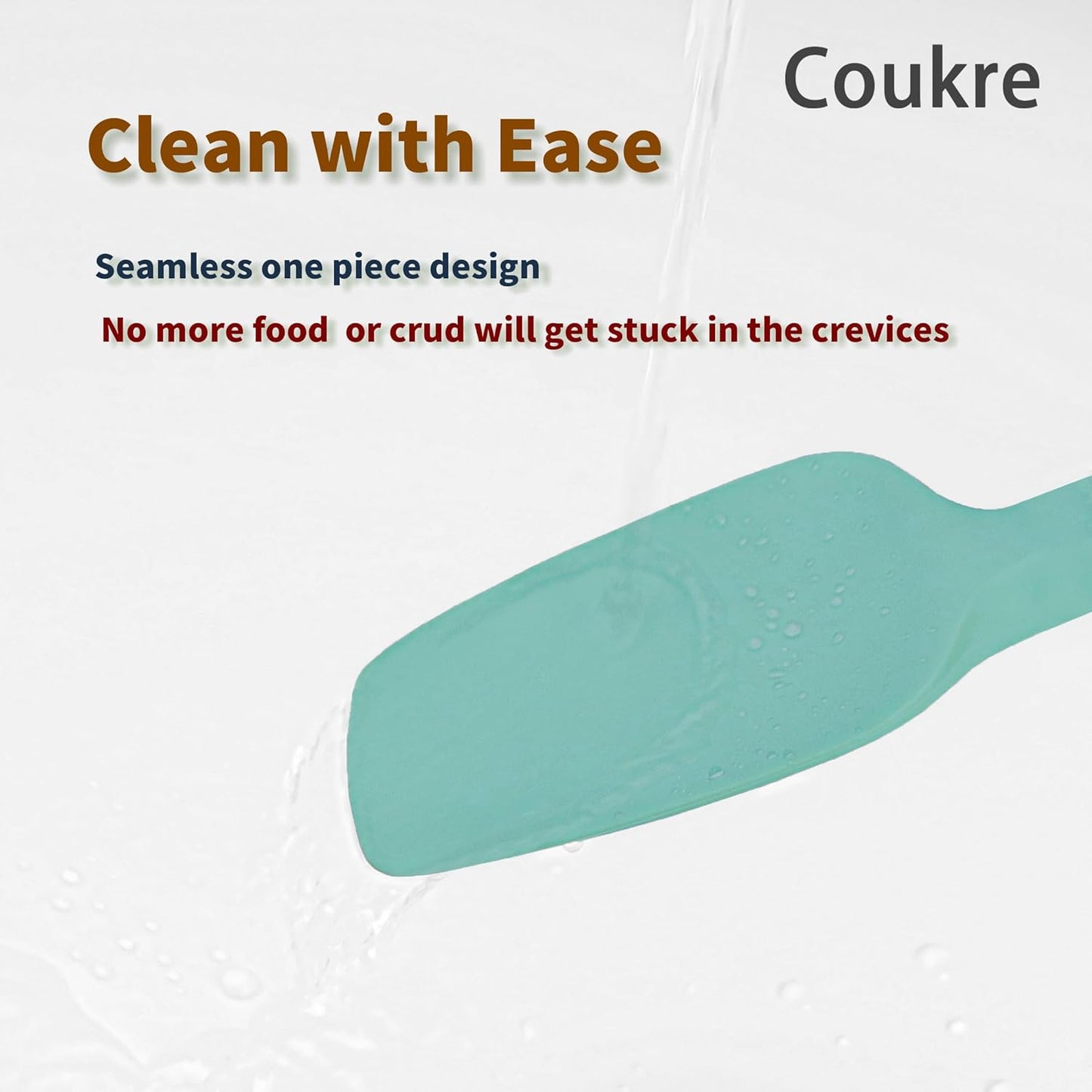 Coukre Silicone Spatula Set of 5,High Temperature Resistant, Food Grade Silicone, Dishwasher Safe, for Baking, Cooking (Pure Colorful A)