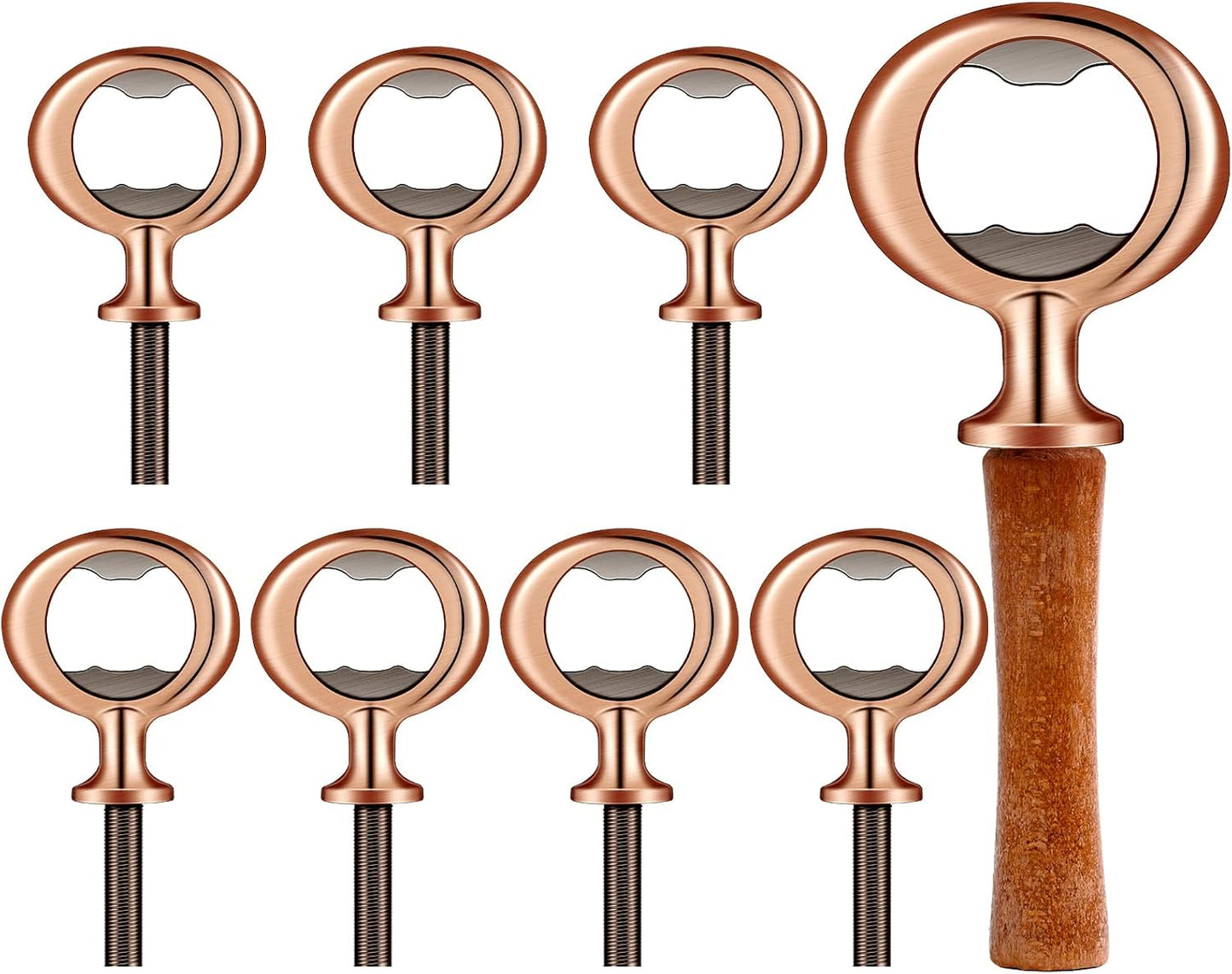 Cunhill 30 Pcs Metal Bottle Opener Blank Bulk Bottle Opener Inserts Parts Pieces Kit for Wood Craft DIY Project Turning Threaded Beer Hardware Turning Wedding Wine Party Ot Month (Silver)