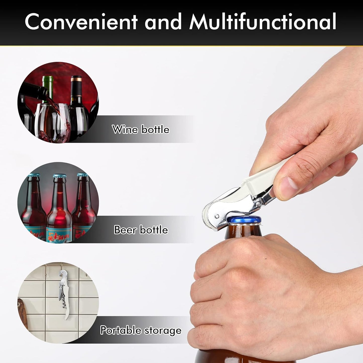 Kit-Home Professional Waiter Corkscrew Wine Openers Set (4 PCS),Upgraded with Heavy Duty Stainless Steel Hinges Wine Key for Restaurant Waiters, Sommelier, Bartenders