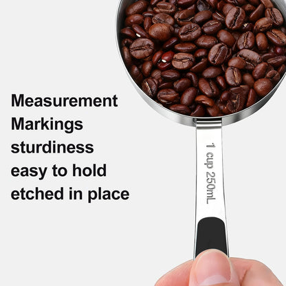 Bopei Measuring Cups and Spoons Set Stainless Steel 10 Piece for Cooking and Baking (5 Cups + 5 Spoons, Colorful Handles)