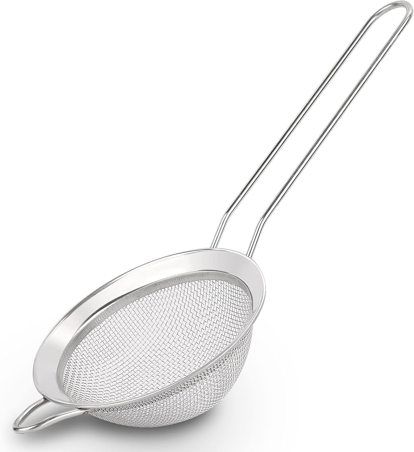 D Fine Mesh Strainer, Stainless Steel Sieve Sifter with Handle, Small Metal Strainer for Loose Tea, Juice, Drink, Herbs, Mini Sifter for Flour, Matcha, Kitchen, Baking, 3-Inch (10x3, Silver)