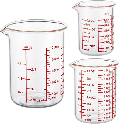 High Borosilicate Glass Measuring Cup-V-Shaped Spout，Glass Measuring Beaker for Kitchen or Restaurant, Easy to Read, 60 ML (2 Oz)-Pack of 2