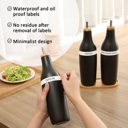 HOMCDALY Ceramic Olive Oil Dispenser for Kitchen, Stoneware 16oz Oil and Vinegar Bottles Dispenser, Kitchen Dispenser Bottle for EVOO Vinegar Syrups, Modern Farmhouse Design(W)