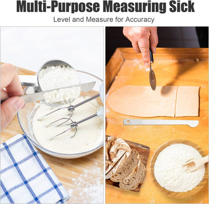 11 PCS Stainless Steel Measuring Cups Spoons Set, 5 Nesting Cups and 5 Stackable Spoons with 1 Leveler Measuring Tools Set for Dry Liquid Ingredients Cooking Baking