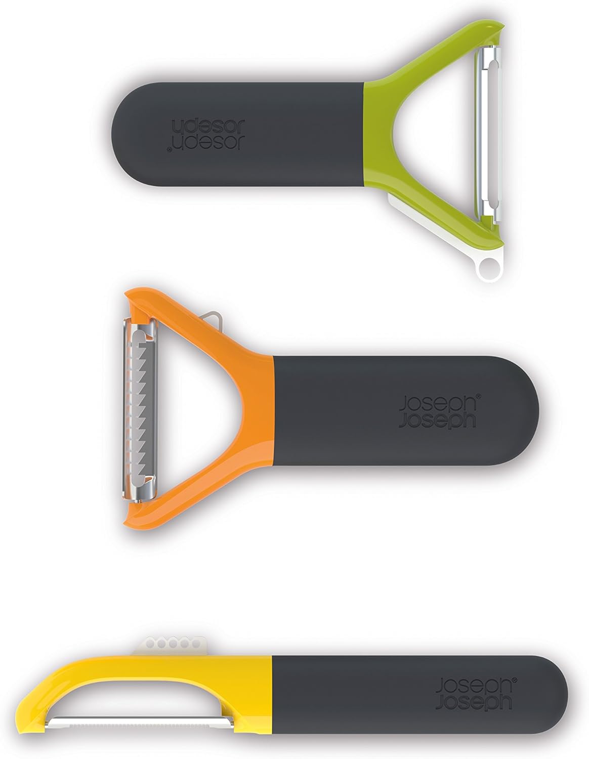 Joseph Joseph Multi-Peel Y-shaped Peeler Easy Grip Handles Stainless Steel Blade for Kitchen Vegetable Fruit, Light Green
