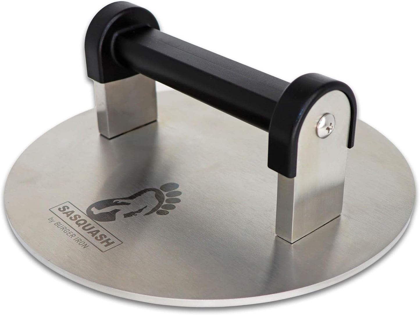 Sasquash Smash Burger Press, Bigfoot 8 Inch Burger Press, 3 Plus Pound Stainless Steel, Heavy Hamburger Smasher Tool, Round for Griddle, Grill, Flat Top, Sandwiches, Steak, Grilling Accessories