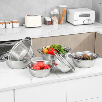 Paoli 304 Stainless Steel Fine Mesh Colander Set, 1.5QT Large Capacity Strainer with Mixing Bowl — Rinse Fruits, Veggies, Rice & Drain Pasta, Dishwasher Safe (2-Piece)