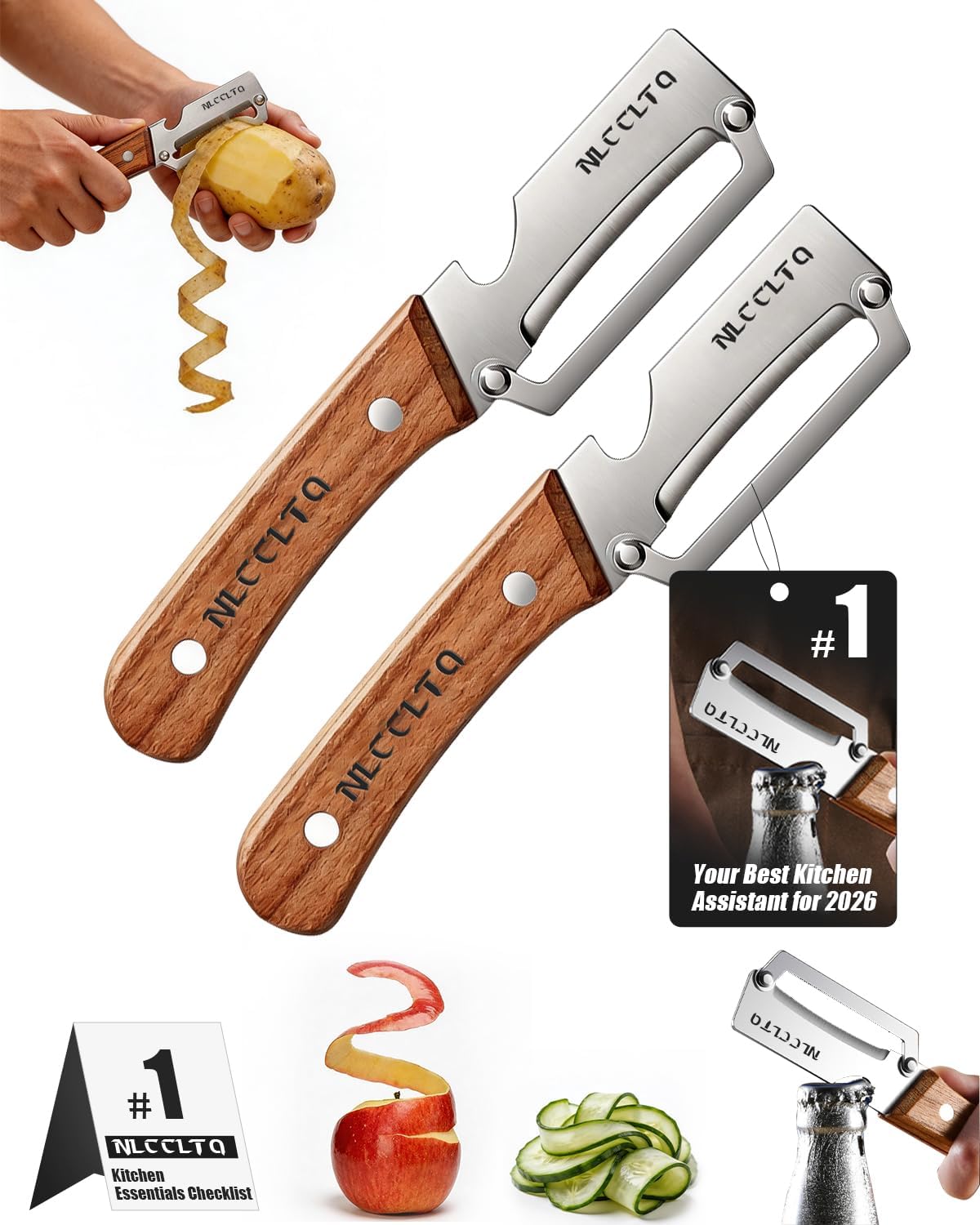 Kiwi Peeler Multifunctional Vegetable Peeler Stainless Steel Potato De Papas Kitchen Shears and Pineapple Peelers Fruit Food Pelador De Verduras Apple Corer Paring Knife Carrot Shredder (3pcs)