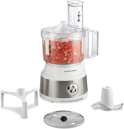 Hamilton Beach Food Processor & Vegetable Chopper for Slicing, Shredding, Mincing, and Puree, 10 Cups + Veggie Spiralizer makes Zoodles and Ribbons, Grey and Stainless Steel (70735)