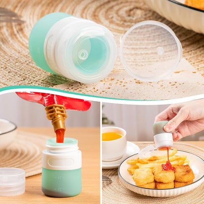 MICEBAY 8-Pack Salad Dressing Container To Go, 2-oz Silicone Small Condiment Squeeze Bottles and 1.6 oz Stainless Steel Sauce Containers Cups, Leakproof Condiment Containers with Lids for Lunch Box