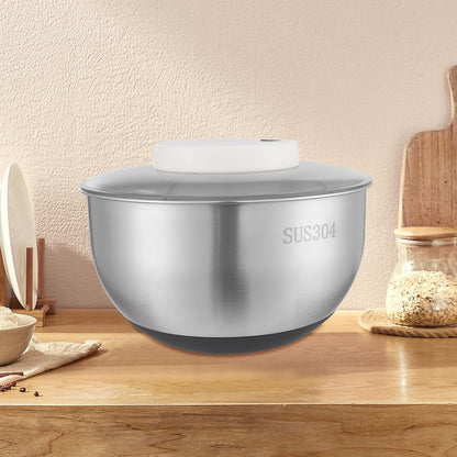 Stainless Steel Electric Salad Spinner Countertop Fruit Vegetable Washer Dryer Vegetable Dehydrator w/Bowl & Colander Lettuce Spinner for Draining Dehydrating Storing Vegetables, 5.12*6.30''