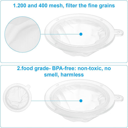 2pcs 200 & 400 Mesh Strainer, Ultra Fine Mesh Strainer, Fine Mesh Strainers Filter for Cooking Oil Milk Juice Wine Cheese Whey Grease Coffee