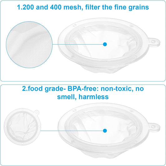 2pcs 200 & 400 Mesh Strainer, Ultra Fine Mesh Strainer, Fine Mesh Strainers Filter for Cooking Oil Milk Juice Wine Cheese Whey Grease Coffee