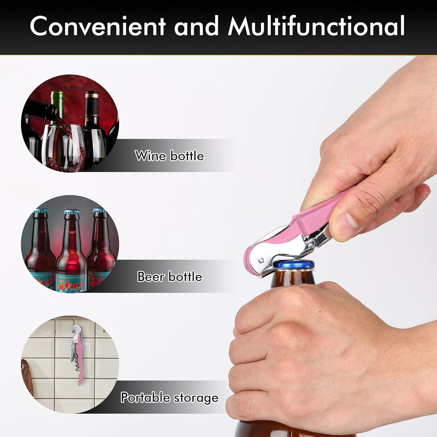 Kit-Home Professional Waiter Corkscrew Wine Openers Set (4 PCS),Upgraded with Heavy Duty Stainless Steel Hinges Wine Key for Restaurant Waiters, Sommelier, Bartenders
