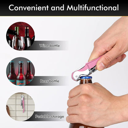 Kit-Home Professional Waiter Corkscrew Wine Openers Set (4 PCS),Upgraded with Heavy Duty Stainless Steel Hinges Wine Key for Restaurant Waiters, Sommelier, Bartenders