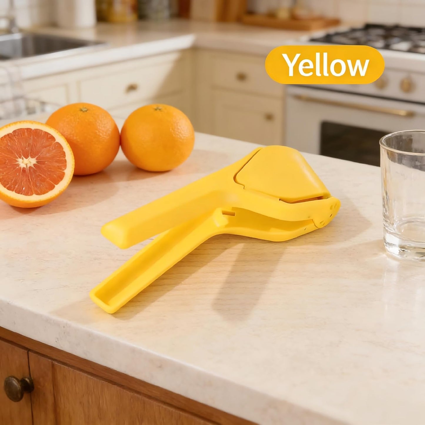 Lemon Squeezer, Effortless Manual Flat Lime Juicer Squeezer, Fold-Flat Citrus Juicer, Hand Citrus Press, Sturdy Flat Manual Lemon Juicer, Suits Lime & Lemon (Yellow)
