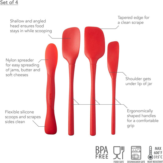Tovolo Flex Core Mini Silicone Spatula Set for Kitchen Prep and Baking, Silicone Kitchen Utensils Set with Spatula Spoonula & Scoop Tools, BPA Free Heat Resistant Silicone Cooking Set, Charcoal Gray