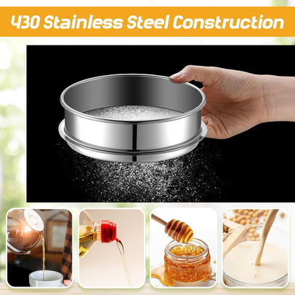 2 Pcs 325/500 Mesh Lab Sieve 325 (0.045mm) /500 (0.03mm) Aperture Stainless Steel Test Sieve, 6''/8'' Diameter Economy Standard Analysis Sample Test for Lab Industrial Home