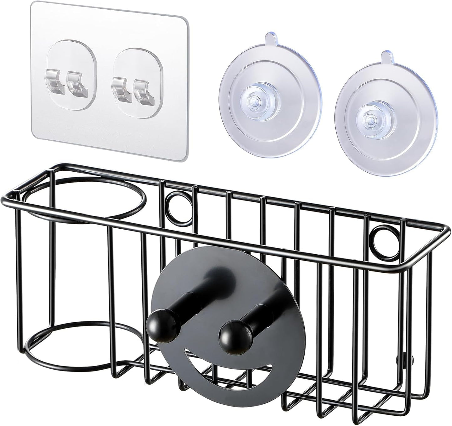 3-In-1 Sponge Holder for Kitchen Sink with Suction Cups & Adhesive Hook , In-sink Sponge Holder, Wall Hanging Sink Caddy Organizer Rack - Sponge, Dish Cloth, Brush, Scrubber - 304 Stainless Steel