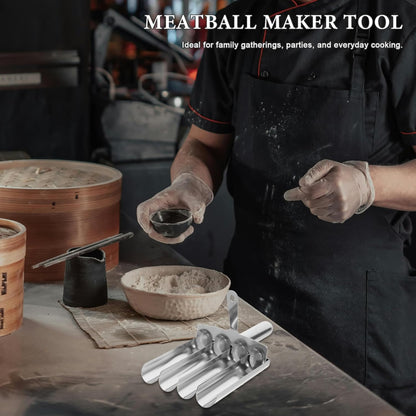 Meatball Maker 2-Pack 4-Link Meatball Shaper Tool for Fish Shrimp Balls Home Cooking 9.25X5.27X1.37 Inch Durable Stainless Steel Easy Press