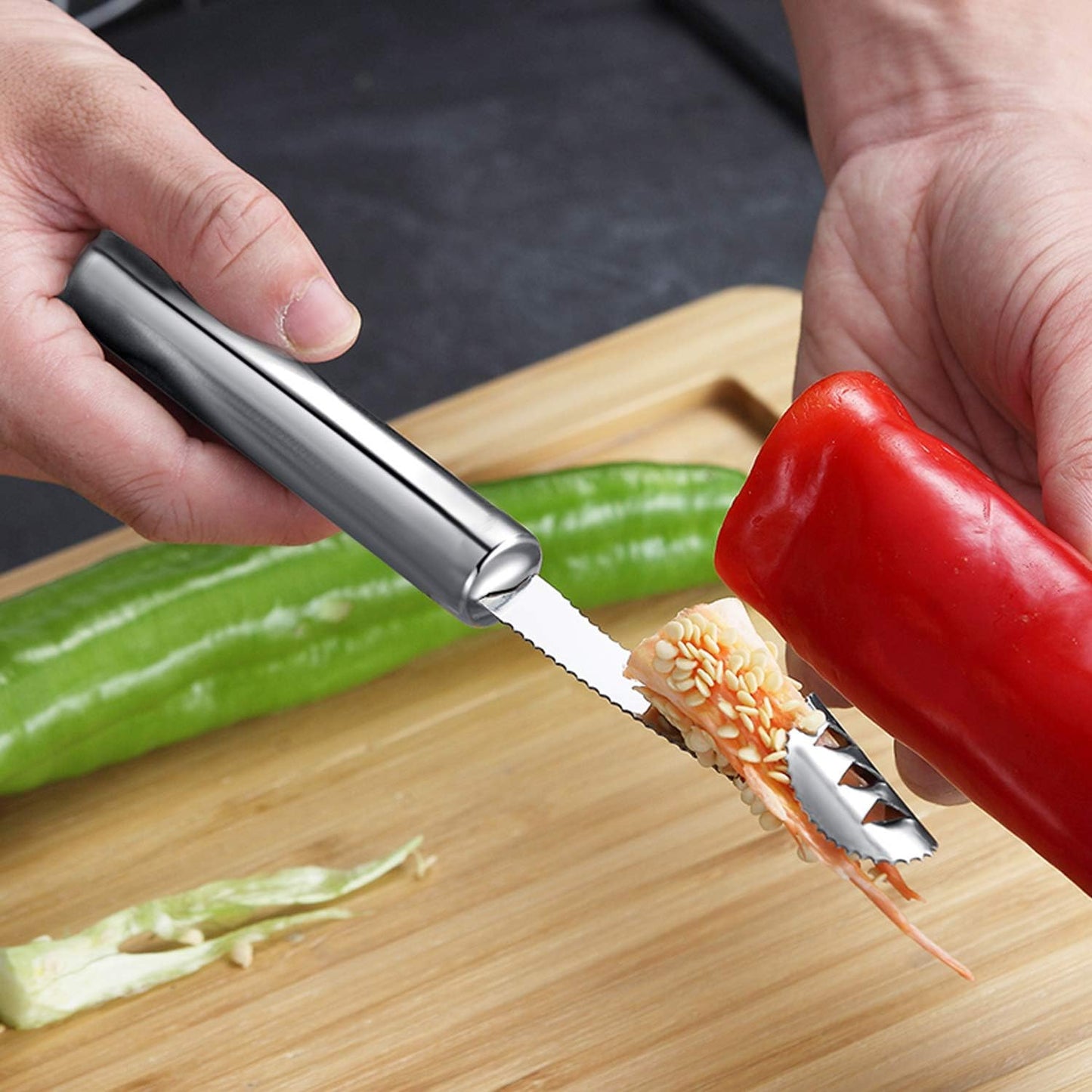6 Pieces Corer and Pitter Fruit & Vegetable Multi-Function Stainless Corer and Pitter Remover Set for Apple, Pear, Cherry, Jujube, Red Dates, Berry, Chili