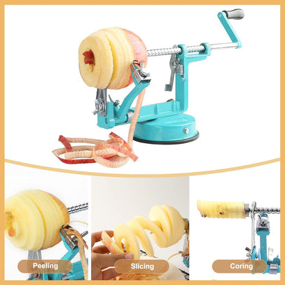Apple Peeler Slicer Corer with Stainless Steel Blades and Powerful Suction Base for Apples Pears Potatoes(Red)