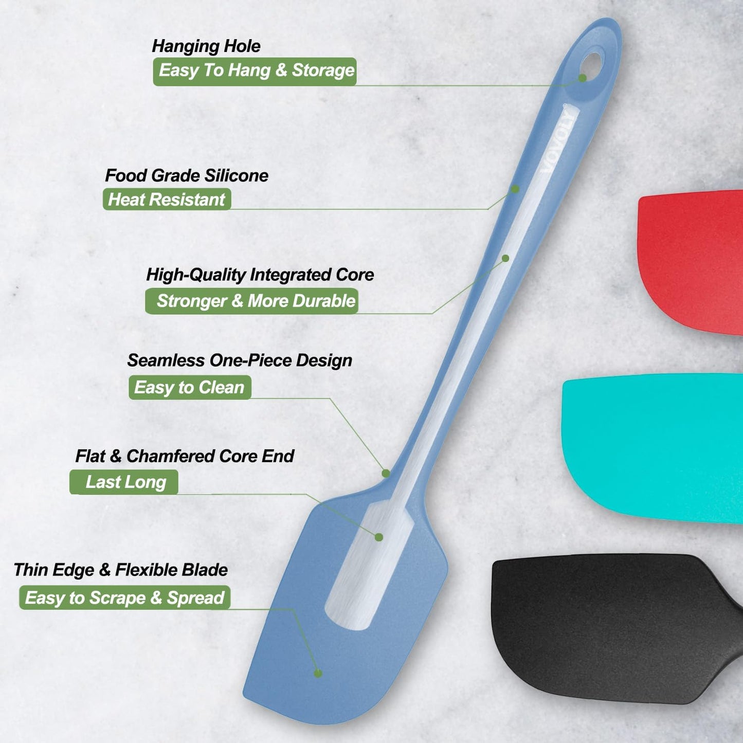 3 Pack Large Silicone Spatula for Kitchen,600°F Heat resistant Rubber Spatulas for Baking,Cooking, Scraping,and Mixing,Non Stick Kitchen Utensils, BPA Free, 11.2 IN, Khaki