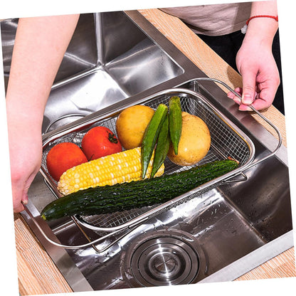 Kichvoe Extendable Stainless Steel Sink Drain Basket Retractable Kitchen Strainer for Food Vegetables and Utensils Large Capacity Reusable Drainer with Drainage Fits Various Sink