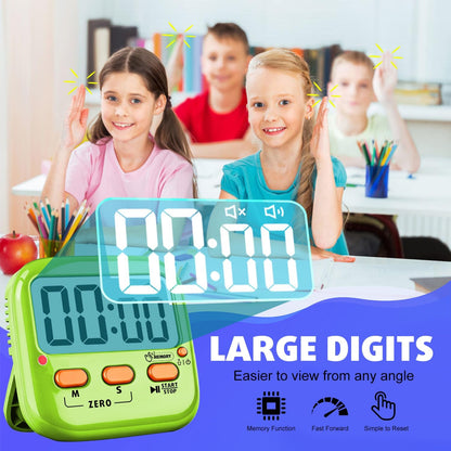 2 Pack Digital Timer for Kids, Magnetic Kitchen Timers for Cooking, Egg, Teachers, Classroom, Study, Exercise, Oven Baking - AAA Battery Included