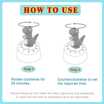 ELE DEPI 2 Pack Cute Kitchen Timer,100% Mechanical Egg Timer for Kids,60 Minutes Wind up Timer for Cooking/Reading/Do Sports. (Mushrooms)