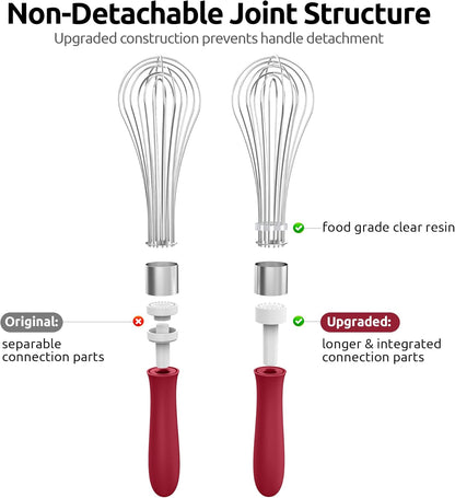 U-Taste 7" Mini Whisk for Cooking: 18/8 Stainless Steel Small Metal Kitchen Wisk, Tiny Hand Mixing Tool for Coffee, Egg, Sauce, 6-Wires Compact Head for Baking, Beating in Bowl, Mug, Jar (Set of 2)