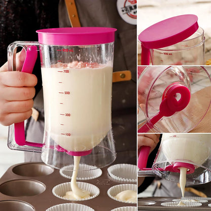 Pancake Batter Dispenser - Batter Separator Dispenser, Cupcake Handheld Dispenser Batter Funnel Measuring Cup Kitchen Baking Necessities Tools