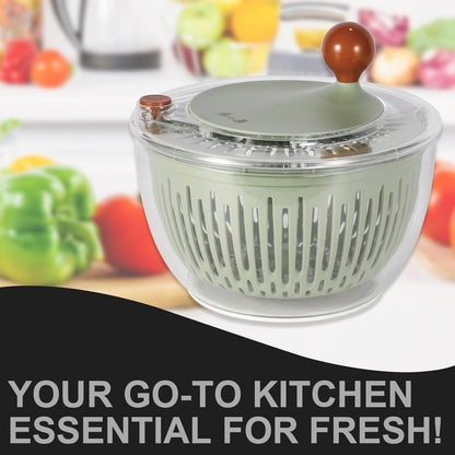 Salad Spinner Large Lettuce Spinner 4.3 Qt with Non-Slip Base & Stop Button Vegetable Dryer & Fruit Washing Bowl for Efficient Salad Prep