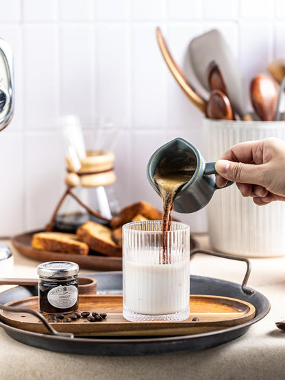 Espresso Cups Ceramic, 200ML Espresso Measuring Cup with Handle, Expresso Shots Cups with Scale, Espresso Accessories, White