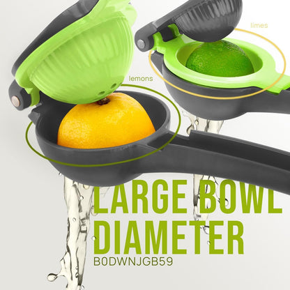 Zulay Kitchen Metal 2-in-1 Lemon Squeezer - Sturdy Max Extraction Hand Juicer Lemon Squeezer Gets Every Last Drop - Easy to Clean Manual Citrus Juicer - Easy-Use Lemon Juicer Squeezer - Yellow/Green