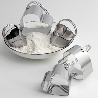 5-Piece Round Cookie Cutters Set with Handles, Stainless Steel Baking Tools for Biscuit/Sandwich/Cake/Bow Shapes - Precise Cutters for Cookies, Dumplings, Scones & Donut Decorations
