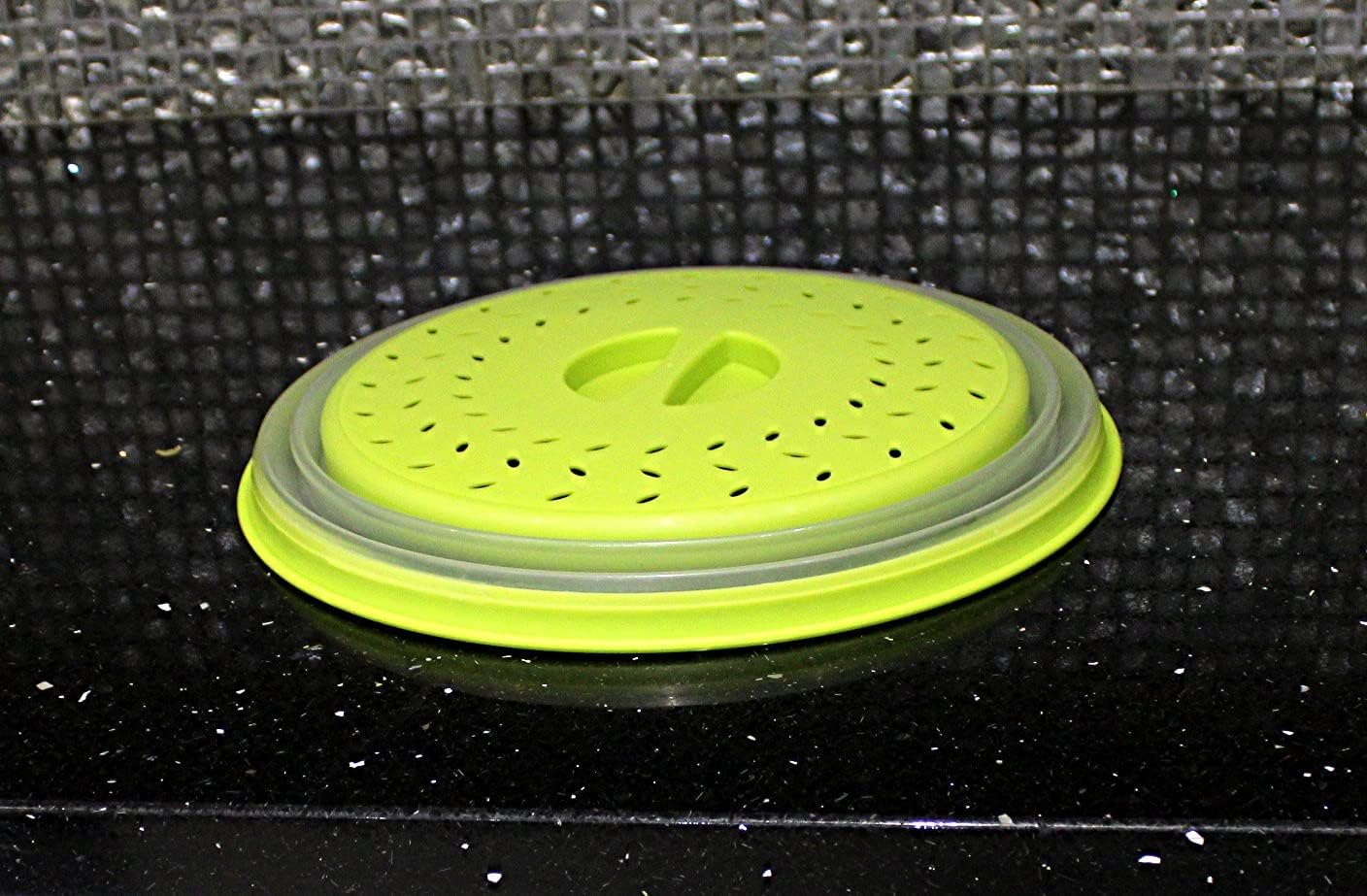 Dependable Industries' 2-in-1 Collapsible Microwave Splatter Guard Cover & Vegetable Washing Colander: The Ultimate Space-Saving Kitchen Essential (Gray)