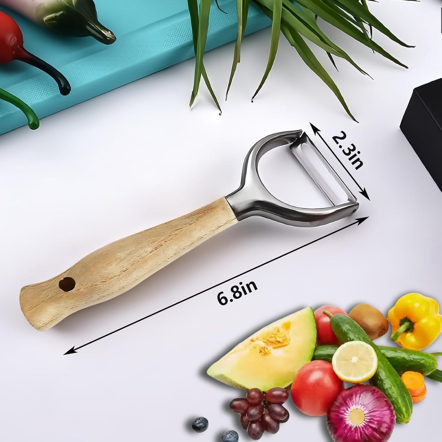 Vegetable Peelers For Kitchen,Stainless Steel Potato Peelers,Swivel Fruit Peeler Featuring Sharp And Durable Blades,Can Be Quickly Peeled,Ergonomic Solid Wood Anti Slip Handle