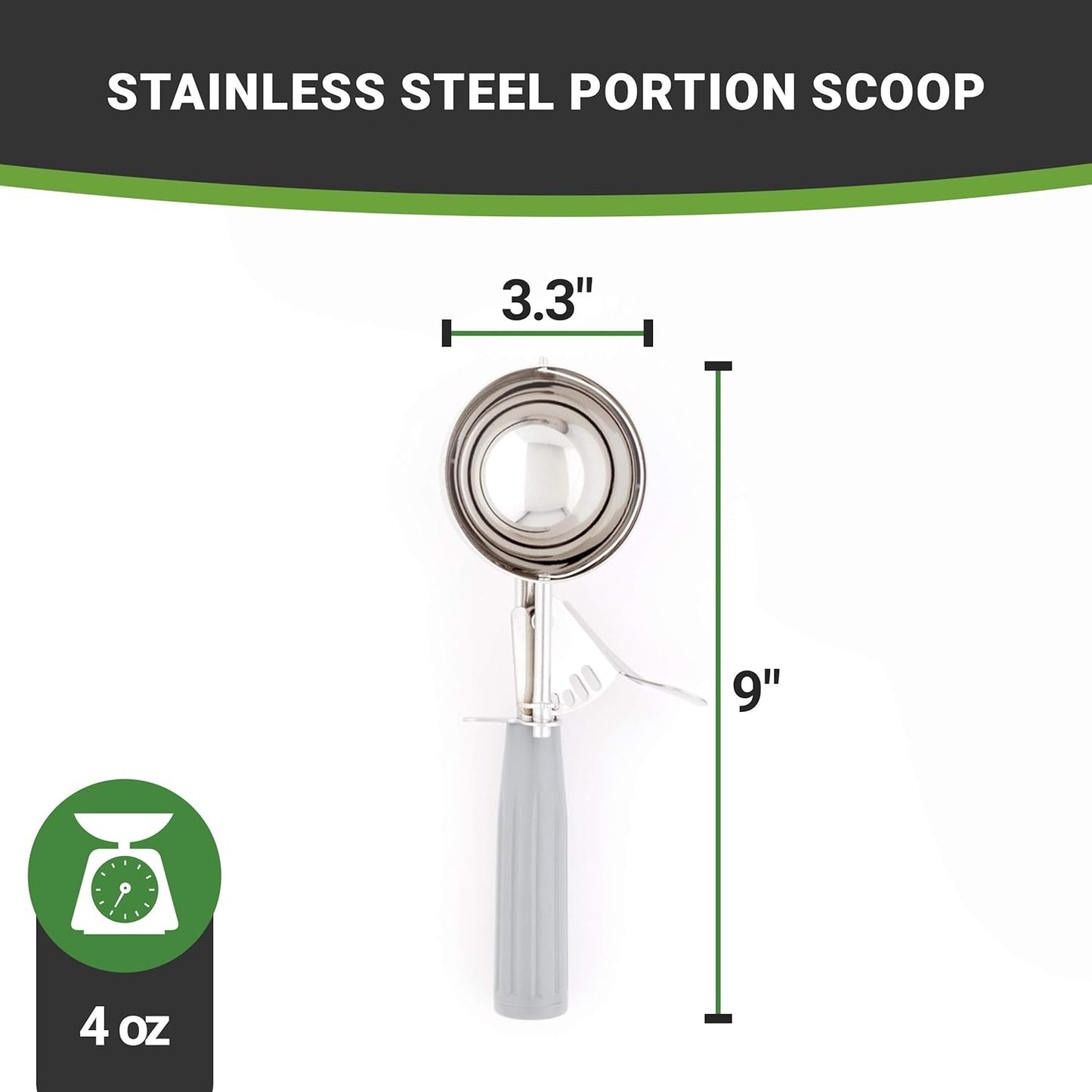 Restaurantware Met Lux 2 Ounce Portion Scoop 1 Trigger Release Cookie Scoop - With Yellow Handle Stainless Steel Disher For Portion Control Scoop Cookie Dough Cupcake Batter Or Ice Cream