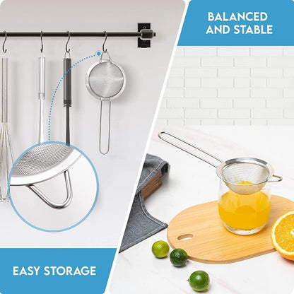 Fine Mesh Strainer - 2.8 Inch Round Sieve - Tea Strainers for Loose Tea, Coffee Strainer, Food Strainer, Juice Strainer, and Much More!