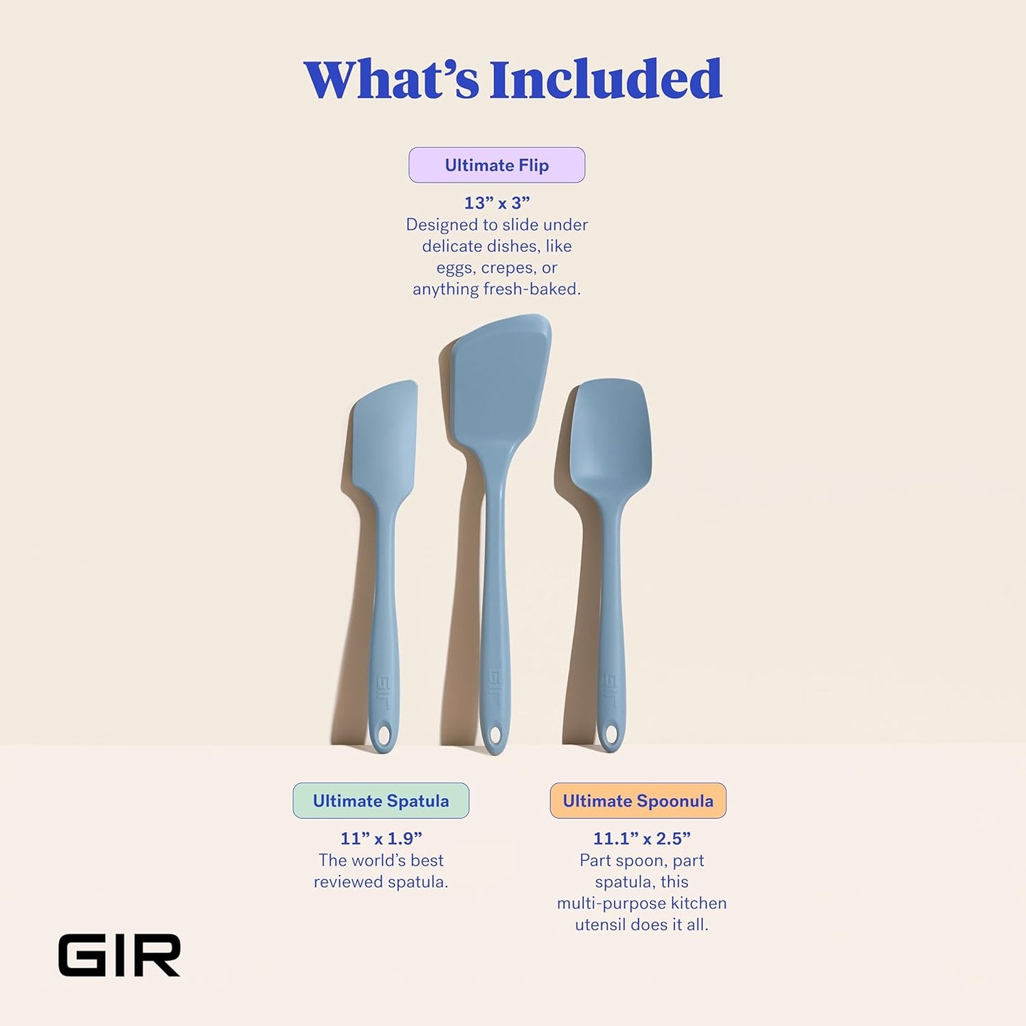GIR: Get It Right 5-Piece Silicone Ultimate Kitchen Utensils Set - Ladle, Spatula, Flip, Spoon & Spoonula - Non-Toxic Cooking Utensils for Nonstick Cookware, Cooking and Baking - Black