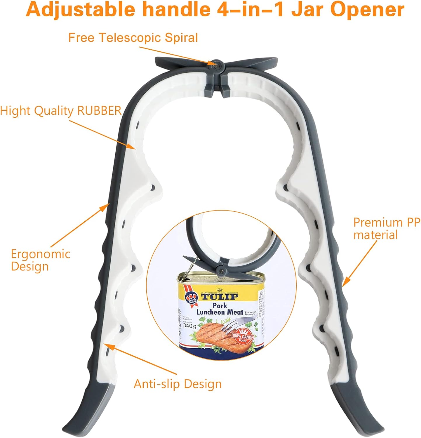 Jar Opener, 5 in 1 Multi Function Can Opener Bottle Opener Kit with Silicone Handle Easy to Use for Children, Elderly and Arthritis Sufferers (Apple Red）