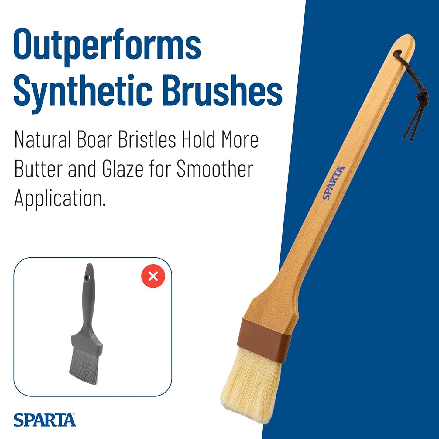 SPARTA 4039700 Nylon Wide Brush, Flat With Nylon Bristles, 2 Inches, Brown