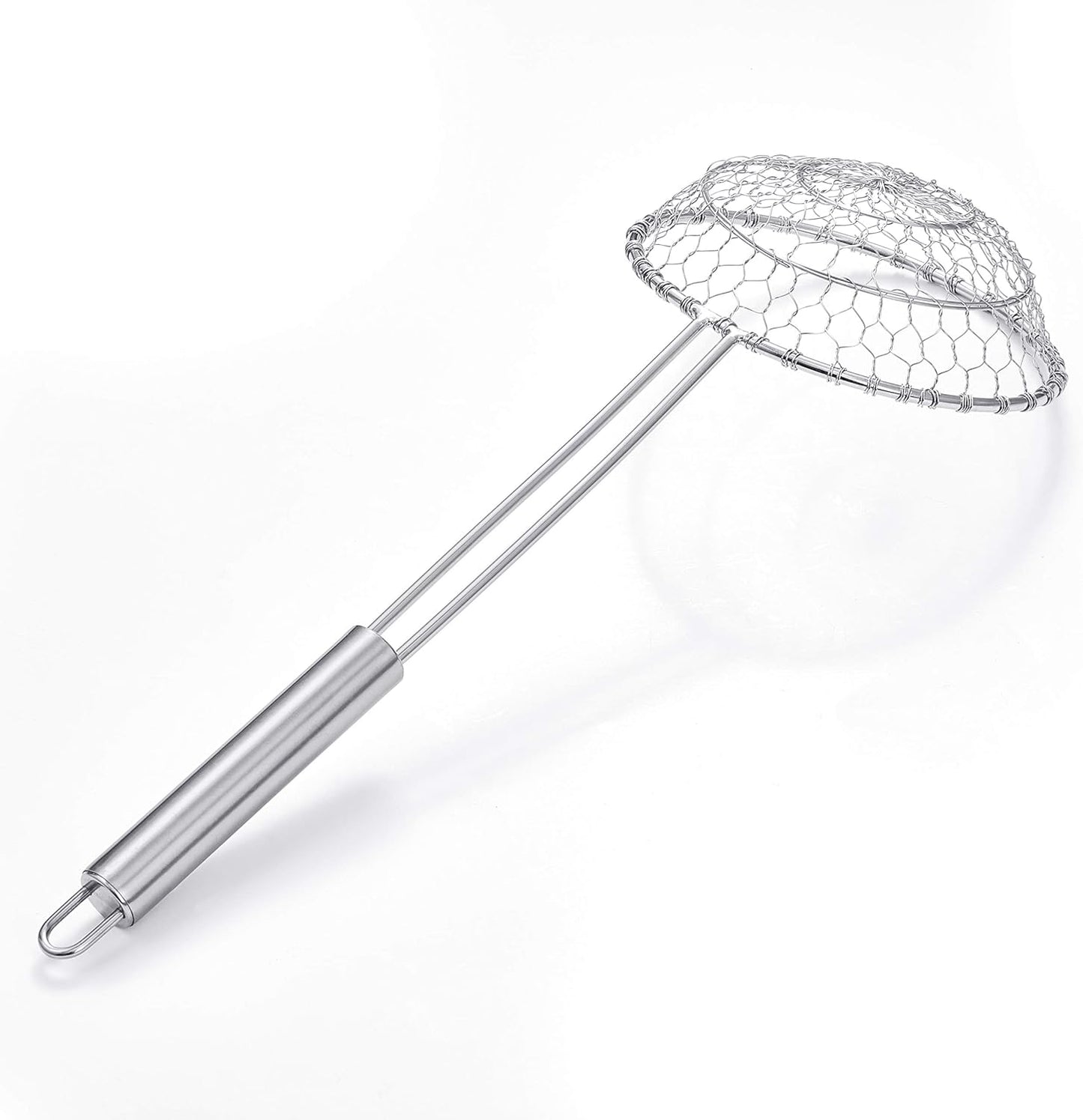 Stainless Steel Spider Strainer Asian Kitchen Wire Food Cooking Skimmer With Natural Bamboo Handle, 6-Inch, Hand-Made